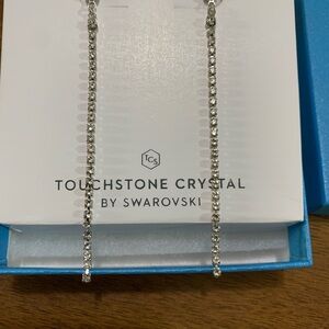 Swarovski Silver Crystal Linear Drop Earrings